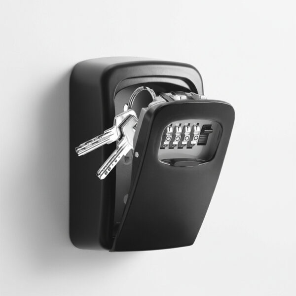 All-Black Wall Mount Key Lock Box with Recessed Four-Dial Control All-Black Wall Mount Key Lock Box with Recessed Four-Dial Control