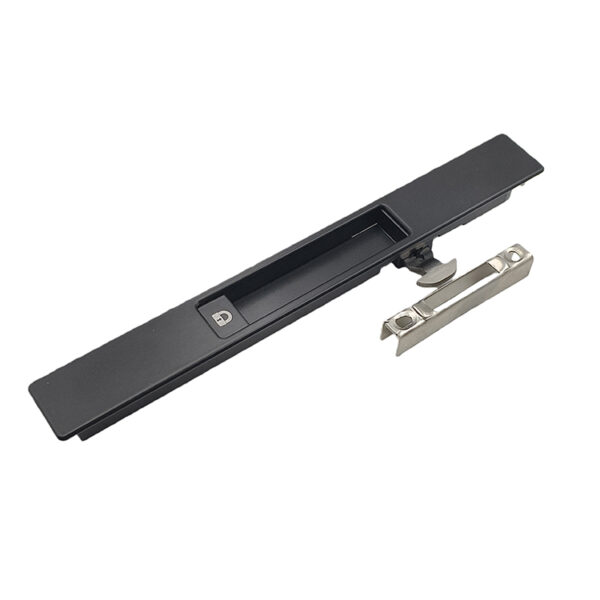 Black Recessed Touch Lock with Crescent Hook and Metal Keeper