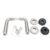 Dual-Finish Tubular Lever Door Handle Set with Round Roses Dual-Finish Tubular Lever Door Handle Set with Round Roses