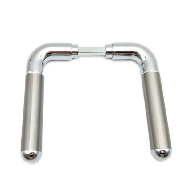 Dual-Finish Tubular Lever Door Handle Set with Round Roses Dual-Finish Tubular Lever Door Handle Set with Round Roses