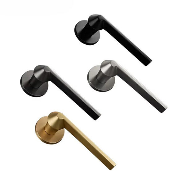 Faceted-Neck Flat Lever Door Handle on Round Rose Faceted-Neck Flat Lever Door Handle on Round Rose