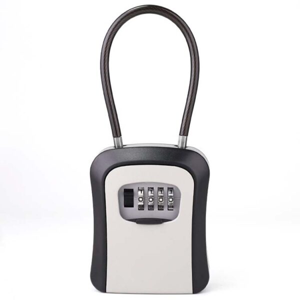 Four-Dial Portable Key Lock Box with Flexible Hanging Loop Four-Dial Portable Key Lock Box with Flexible Hanging Loop