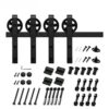 Four-Hanger Sliding Barn Door Track Kit with Spoked Wheels Four-Hanger Sliding Barn Door Track Kit with Spoked Wheels
