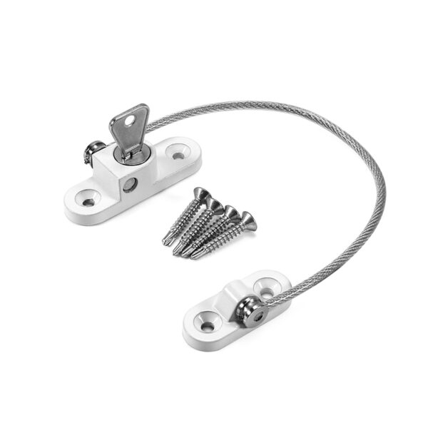 Key-Release Cable Casement Restrictor with Twin-Hole Bases