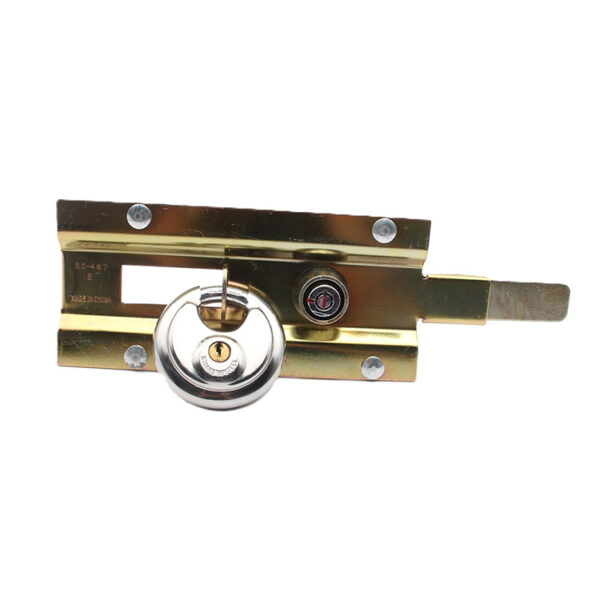 Keyed Slide Bolt Door Latch with Padlock Retaining Tab Keyed Slide Bolt Door Latch with Padlock Retaining Tab