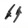 Long Curved Window Handle with Narrow Four-Hole Base