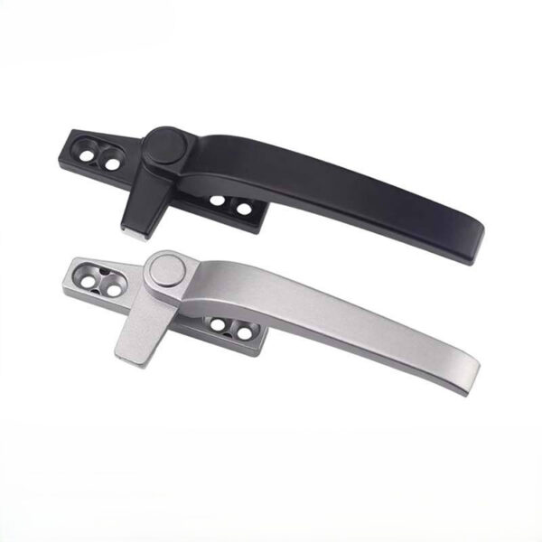 Long Curved Window Handle with Narrow Four-Hole Base