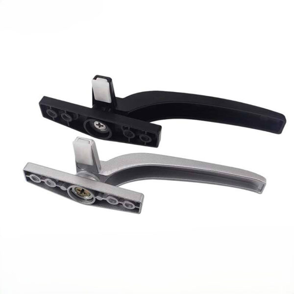 Long Curved Window Handle with Narrow Four-Hole Base