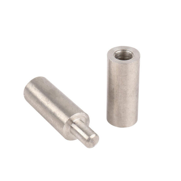 Male-and-Female Cylindrical Barrel Hinge Components for Doors