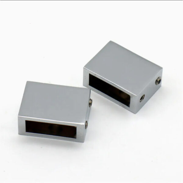 Mixed-Profile Glass Door Clamp Collection with Black Inserts