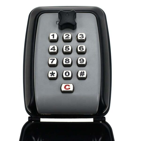 Over-the-Door Push-Button Key Lock Box with Hinged Cover Over-the-Door Push-Button Key Lock Box with Hinged Cover