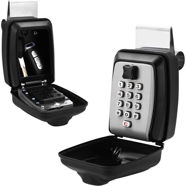 Over-the-Door Push-Button Key Lock Box with Hinged Cover Over-the-Door Push-Button Key Lock Box with Hinged Cover