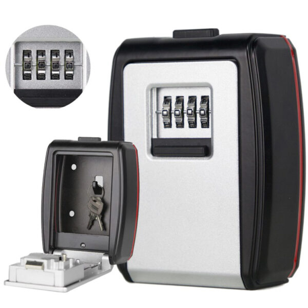 Protective-Cover Four-Dial Wall Mount Key Lock Box