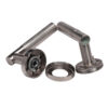 Right-Angle Knurled Lever Door Handle Set on Round Rose Right-Angle Knurled Lever Door Handle Set on Round Rose