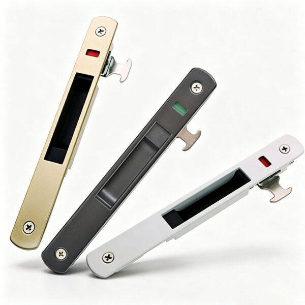 Rounded-End Recessed Touch Lock with Status Window and Hook Latch Rounded-End Recessed Touch Lock with Status Window and Hook Latch