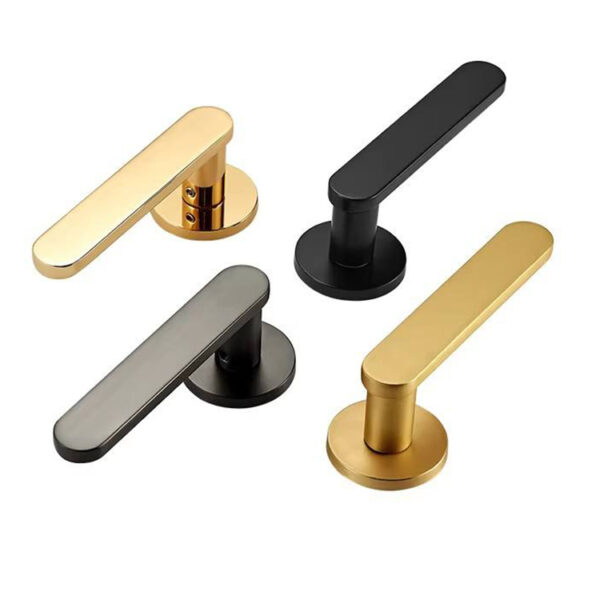 Rounded Paddle Lever Door Handle on Compact Round Rose Rounded Paddle Lever Door Handle on Compact Round Rose
