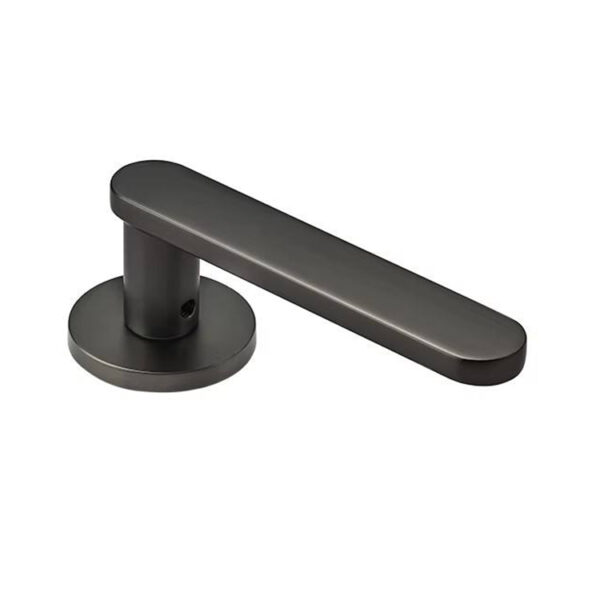 Rounded Paddle Lever Door Handle on Compact Round Rose Rounded Paddle Lever Door Handle on Compact Round Rose
